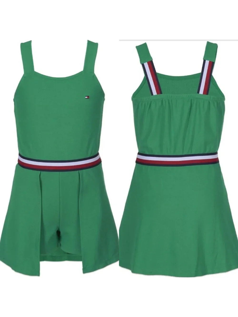 Tommy Hilfiger Striped Preppy Romper Girls 16 XL Green‎ Knit Summer Tween Casual